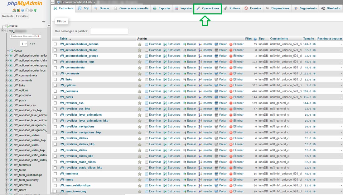 Cómo crear una tabla en una base de datos a través de phpMyAdmin paso 1